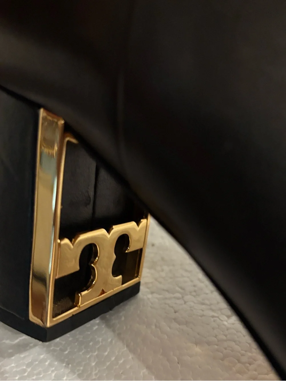 TORY BURCH BLACK GIGI LOGO HEEL BOOTS